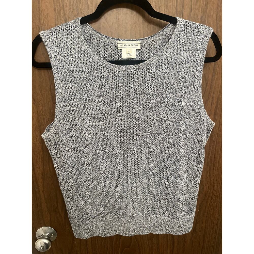 St. John Sport Wool Sleeveless Sweater, Size L